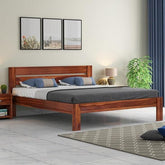 ONIJA Solid Sheesham Wood King Size Bed Without Storage Wooden Double Bed Palang